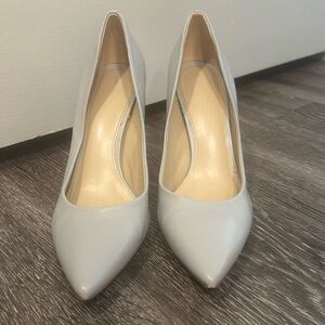 Gray leather heels
